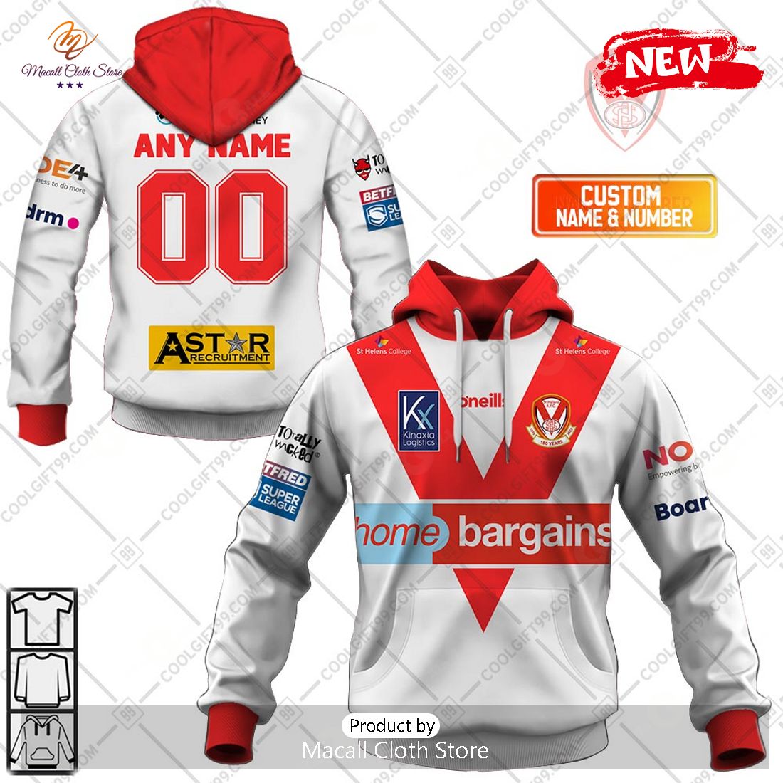 [NEW] Personalized Rugby Super League Home Jersey St Helens Design Hoodie Sweatshirt 3D