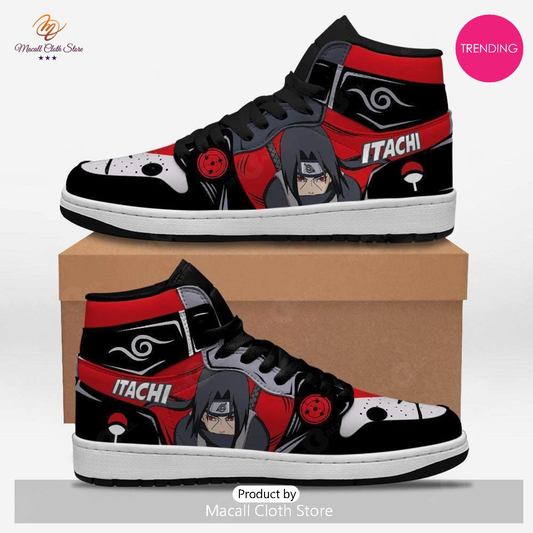 [TRENDING EDITION] Itachi Anbu Naruto Air Jordan High Top Sneakers Anime Shoes For Fans