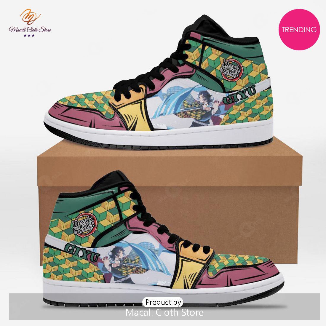 [TRENDING EDITION] Kimetsu No Yaiba Tomioka Giyu Skill Air Jordan High Top Sneaker