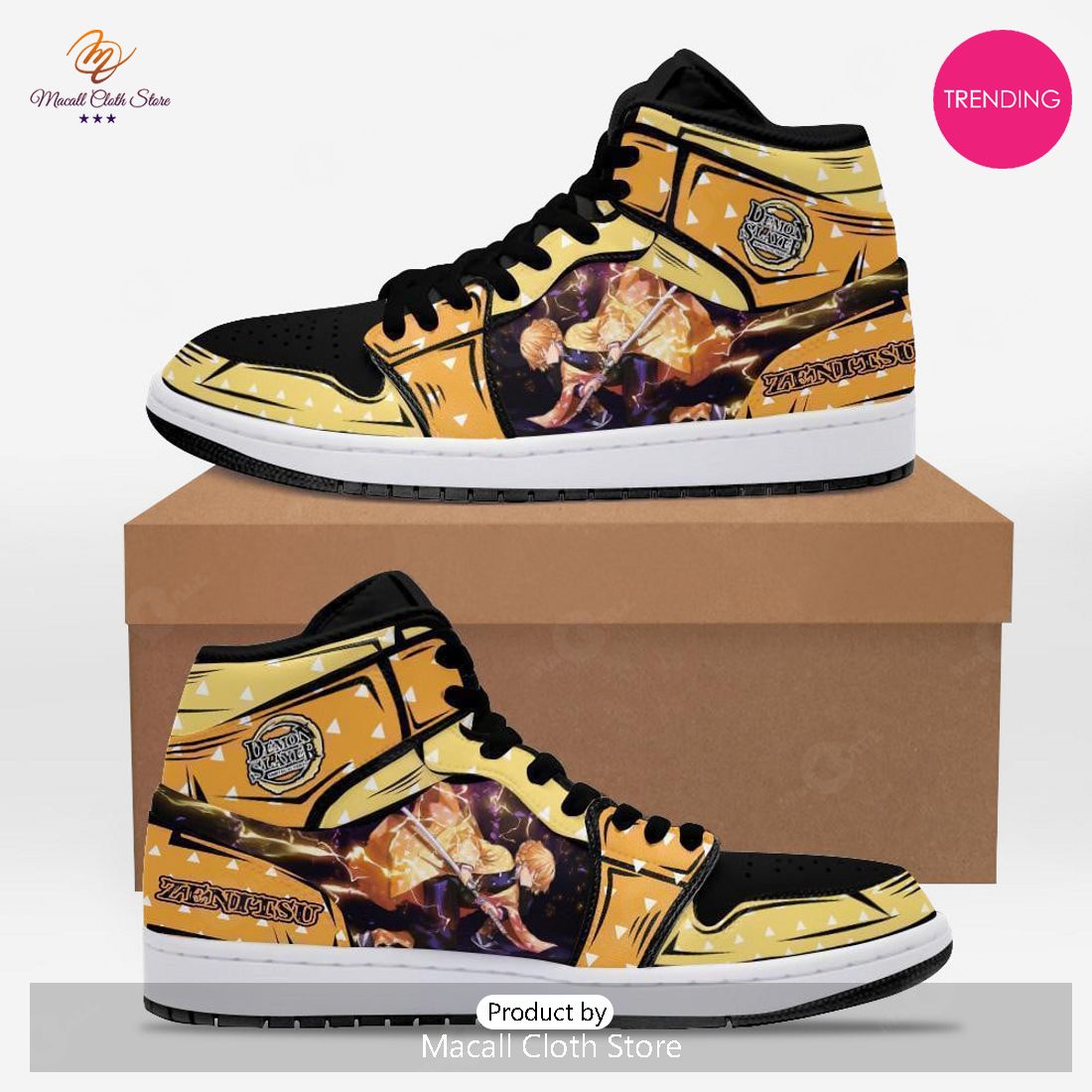 [TRENDING EDITION] Kimetsu No Yaiba Zenitsu Agatsuma Thunder Breathing Air Jordan High Top Sneaker