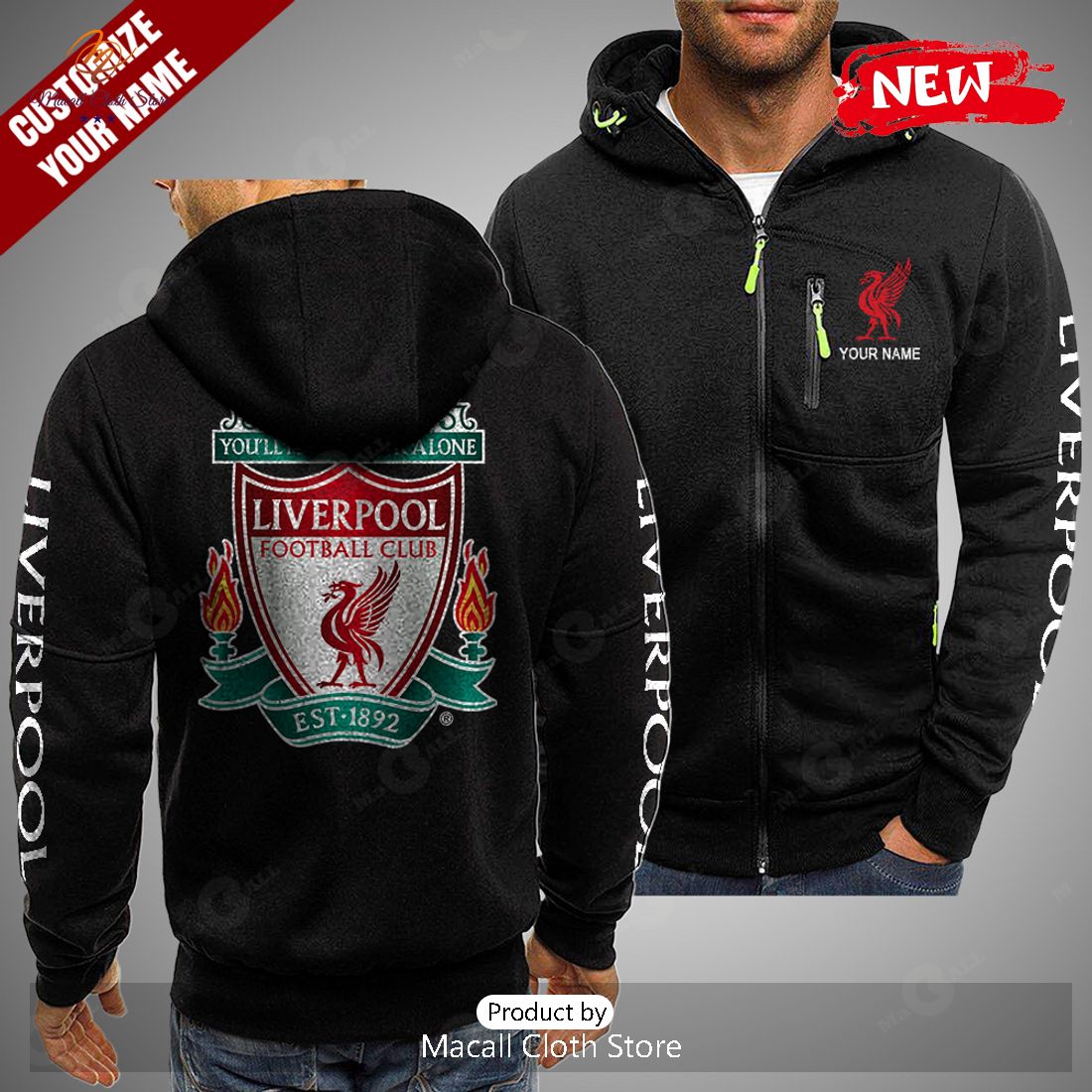 Personalized FC Liverpool Football Black Hoodie Sweatshirt 3D Personalized FC Liverpool Football Black Hoodie Sweatshirt 3D