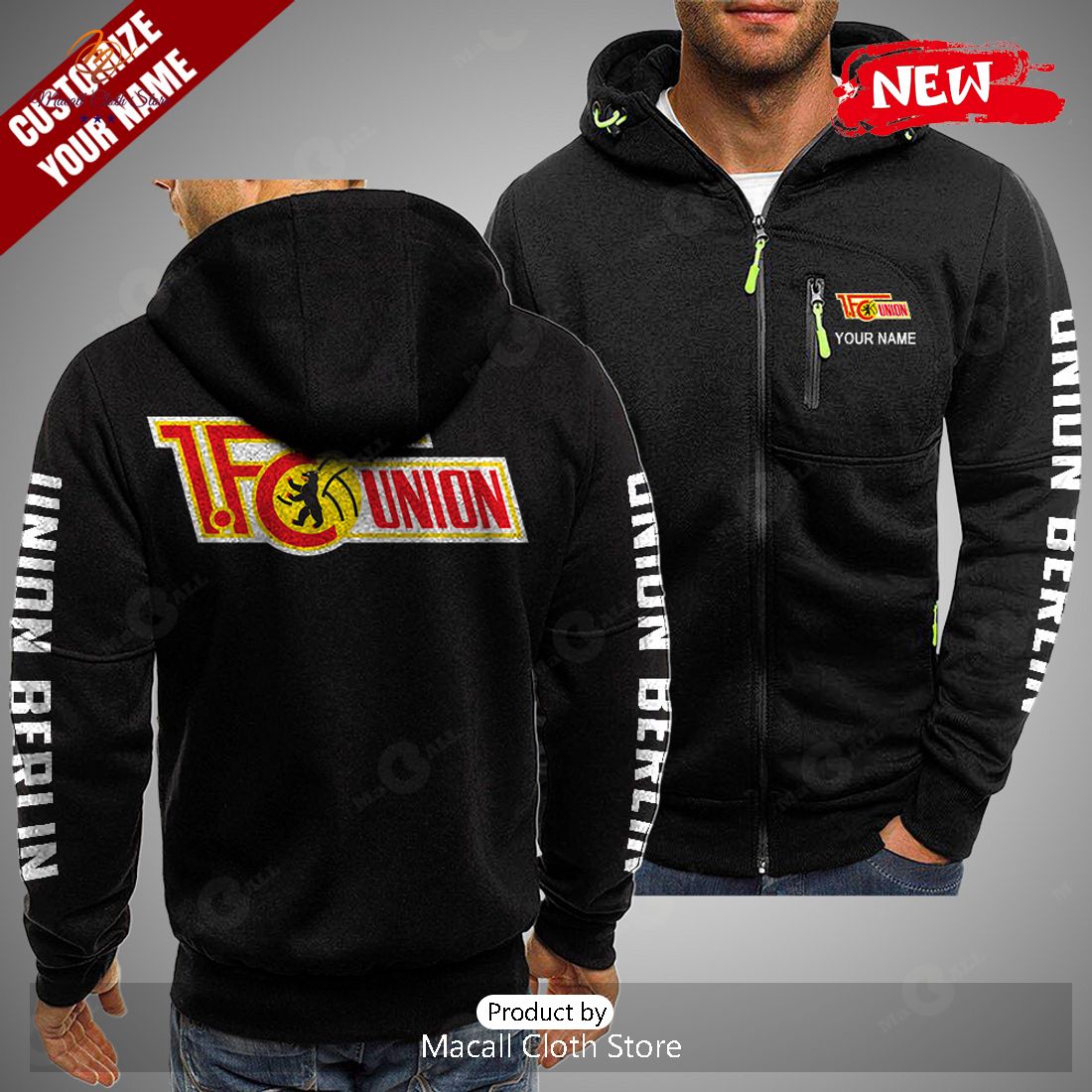 Personalized FC Union Berlin Football Black Hoodie Sweatshirt 3D Personalized FC Union Berlin Football Black Hoodie Sweatshirt 3D