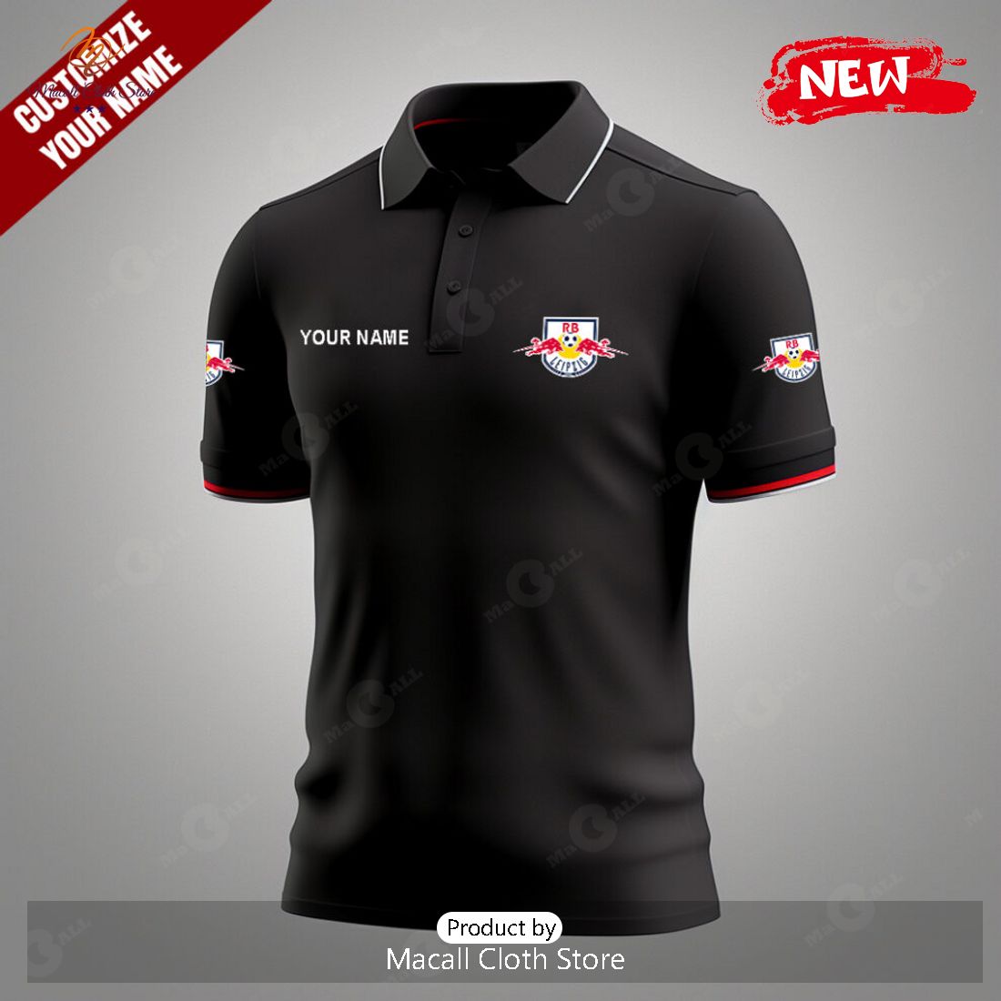 [NEW] Personalized RB Leipzig Football Special Black Polo Shirt