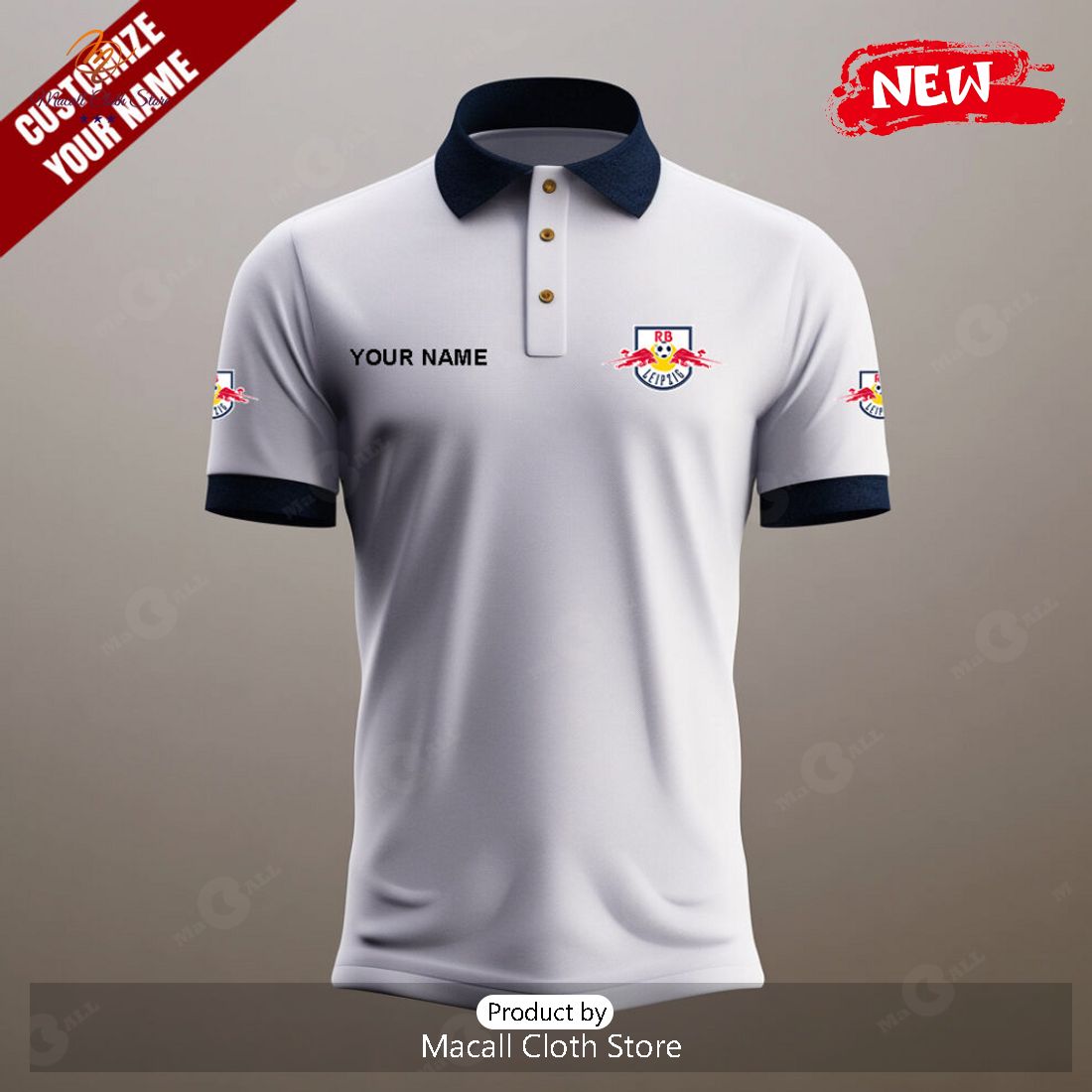 [NEW] Personalized RB Leipzig Football Special White Polo Shirt