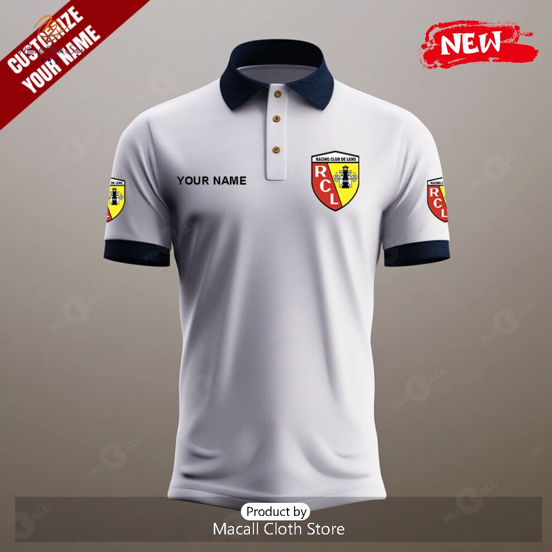 [NEW] Personalized RC Lens Football Special White Polo Shirt