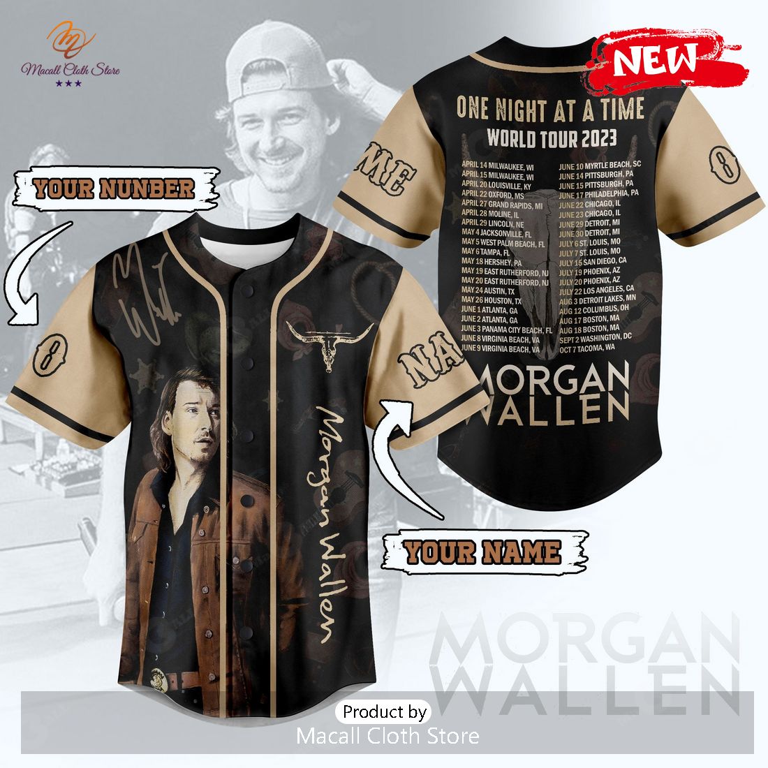 [NEW] Personalized Baseball Jersey Morgan Wallen World Tour 2023 Jersey ...