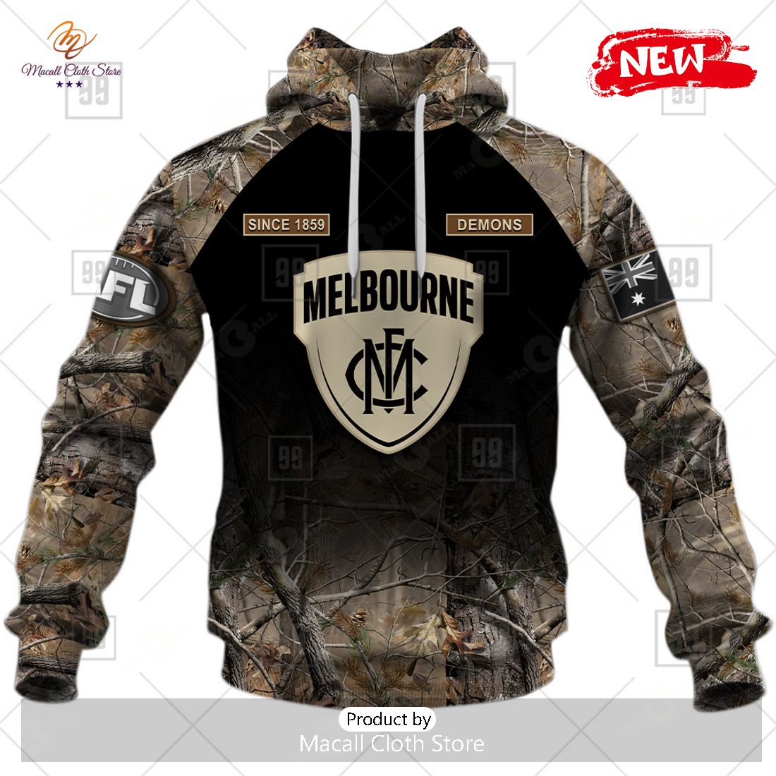 [NEW] Personalized AFL Melbourne Demons Camouflage Hunting Design Hoodie Sweatshirt 3D