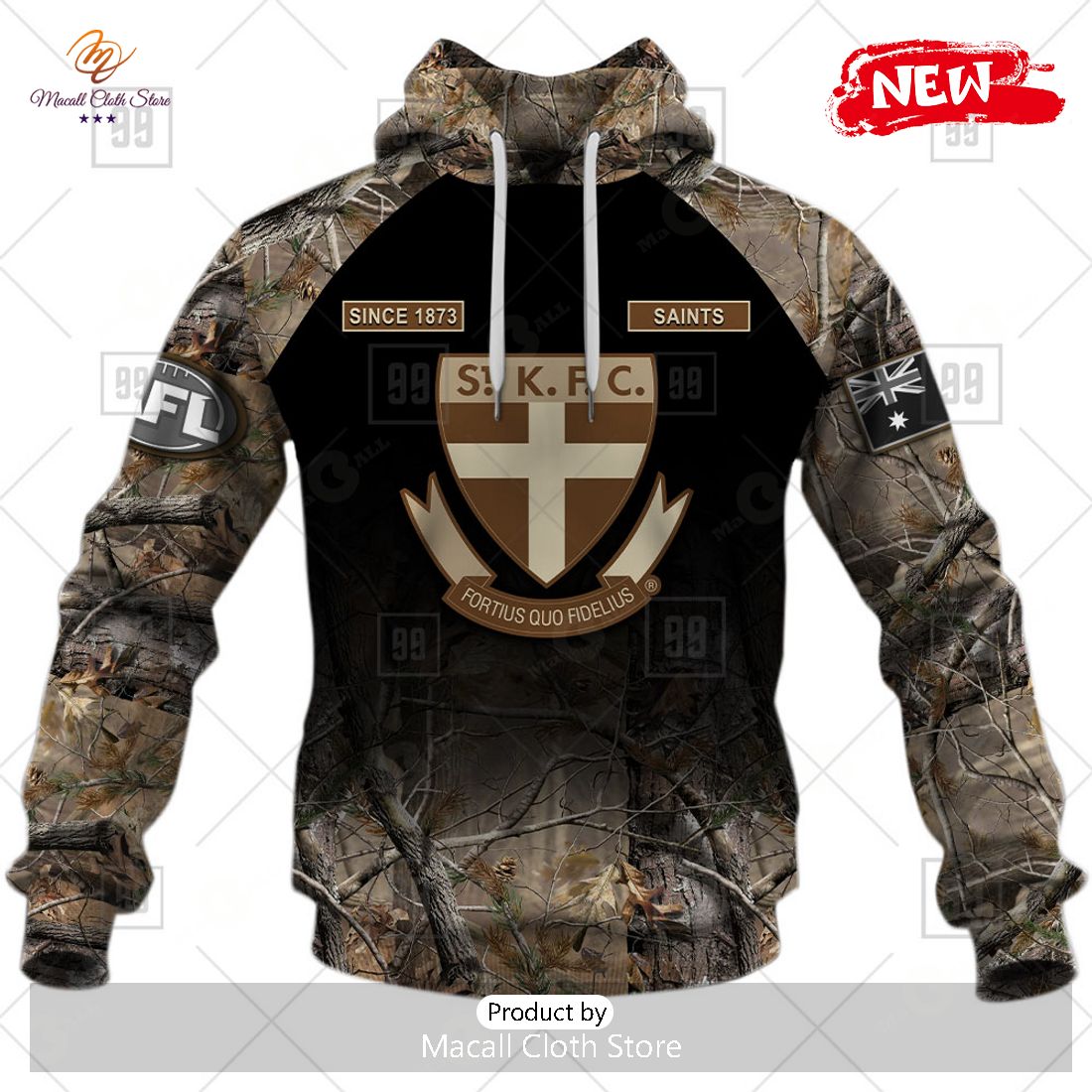 [NEW] Personalized AFL St Kilda Saints Camouflage Hunting Design Hoodie Sweatshirt 3D