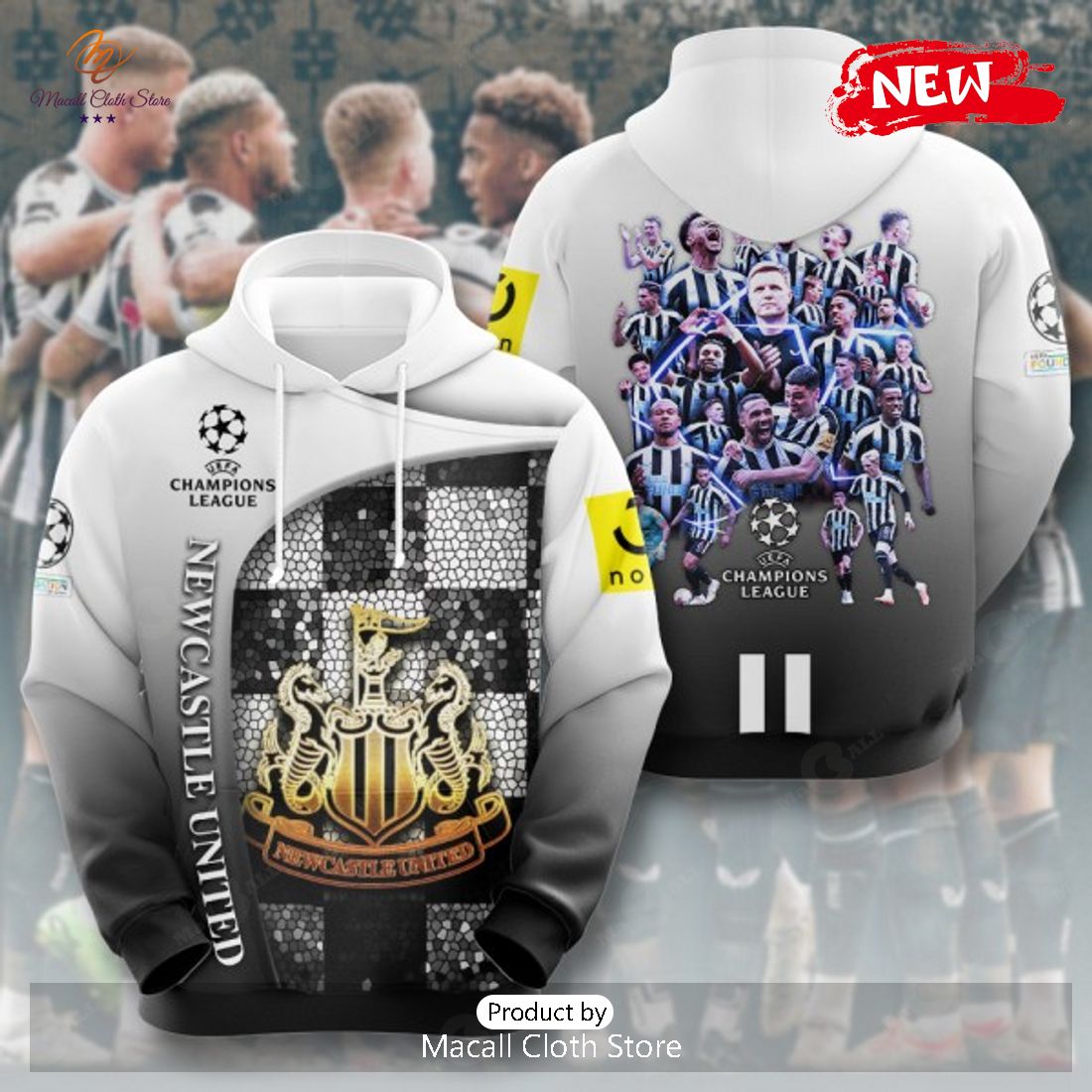 Newcastle United Champions League Luxury Logo Patterns Hoodie Sweatshirt 3D Newcastle United Champions League Luxury Logo Patterns Hoodie Sweatshirt 3D