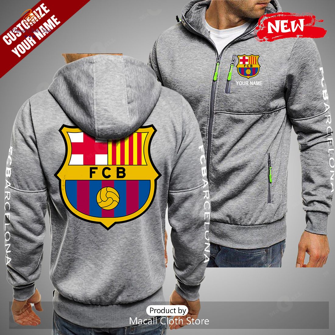[NEW] Personalized FC Barcelona Premium Ash Hoodie Sweatshirt 3D