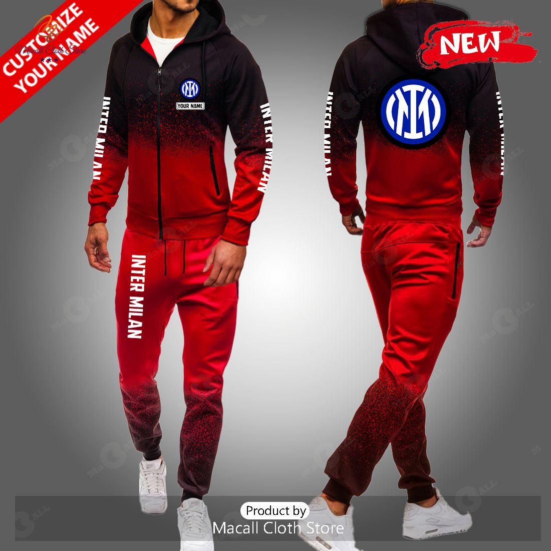 [NEW] Personalized Inter Milan Red Gradient Hoodie Sweatshirt 3D