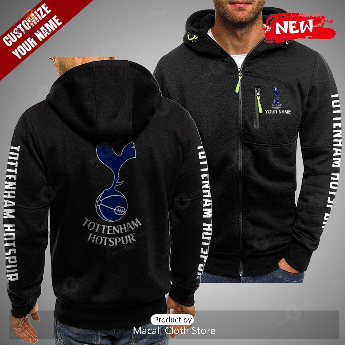 [NEW] Personalized Tottenham Hotspur Premium Black Hoodie Sweatshirt 3D
