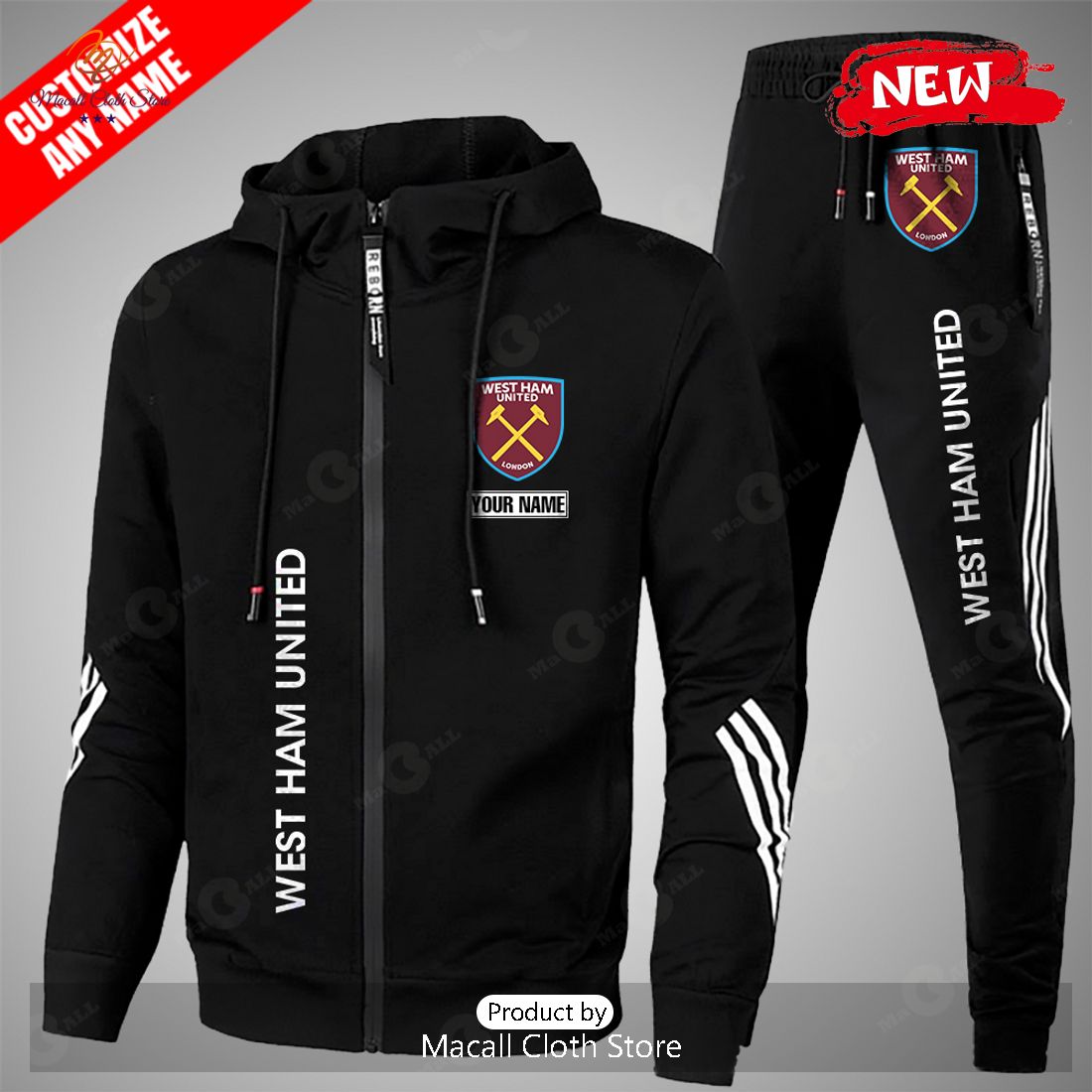 [NEW] Personalized West Ham United Premium Black Hoodie Sweatshirt 3D
