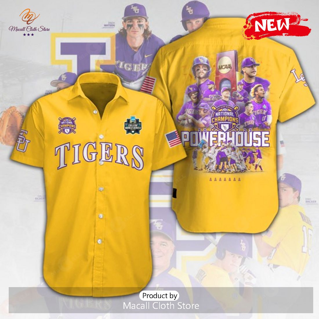 National Champions LSU Tigers Baseball Gold Hawaiian Shirt National Champions LSU Tigers Baseball Gold Hawaiian Shirt