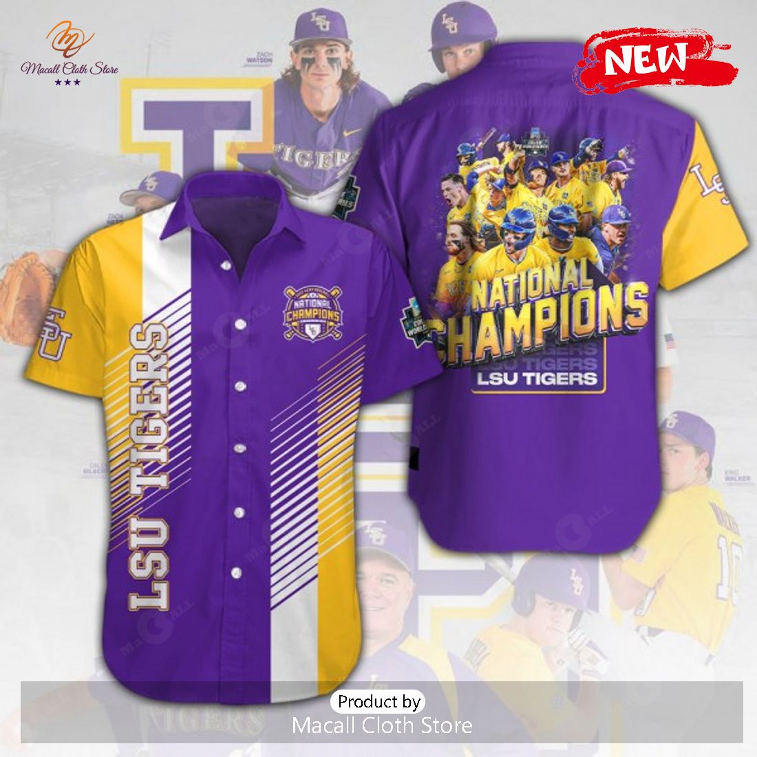 National Champions LSU Tigers Baseball Premium Gold Purple Hawaiian Shirt National Champions LSU Tigers Baseball Premium Gold Purple Hawaiian Shirt