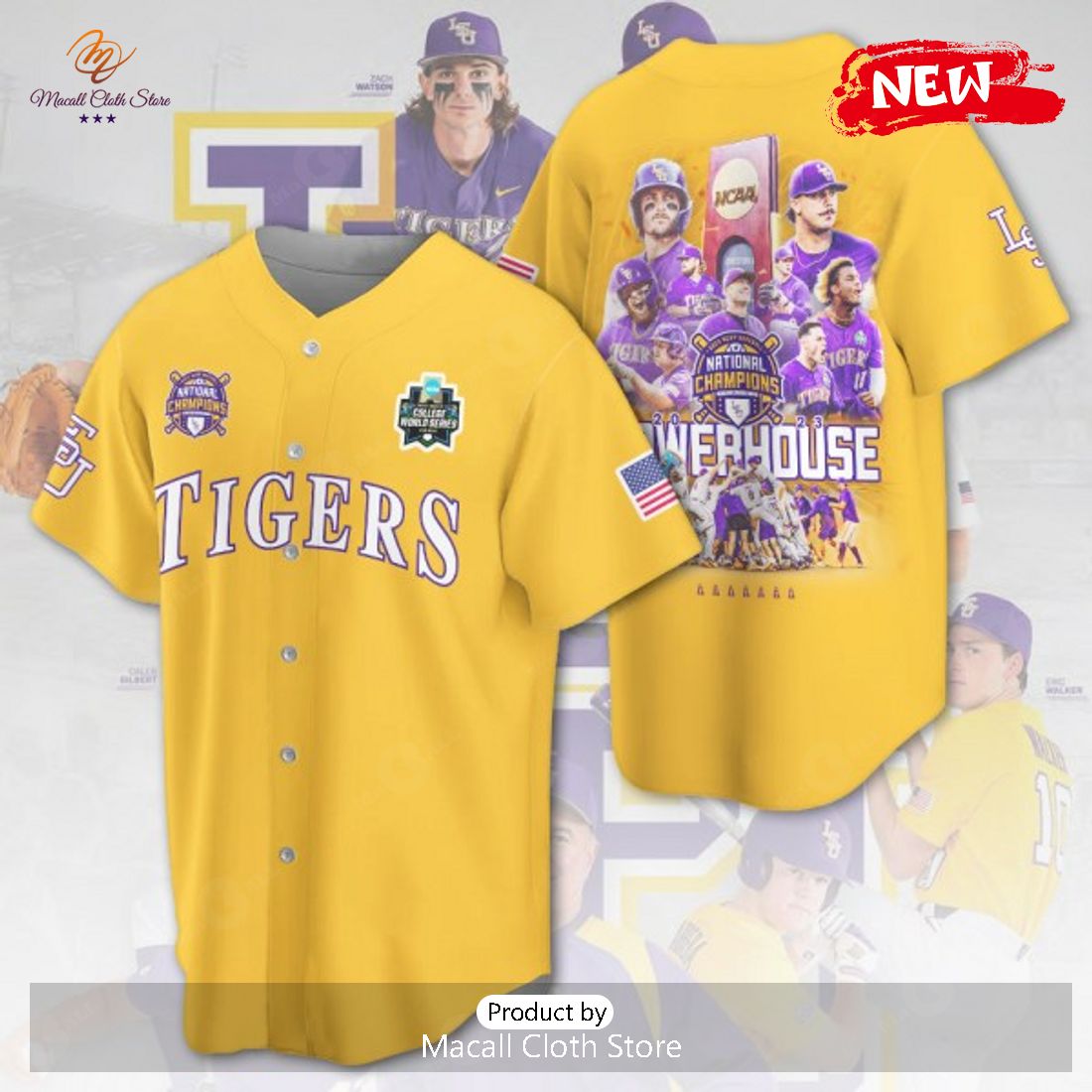 [NEW] National Champions LSU Tigers Baseball Gold Jersey - Macall Cloth ...