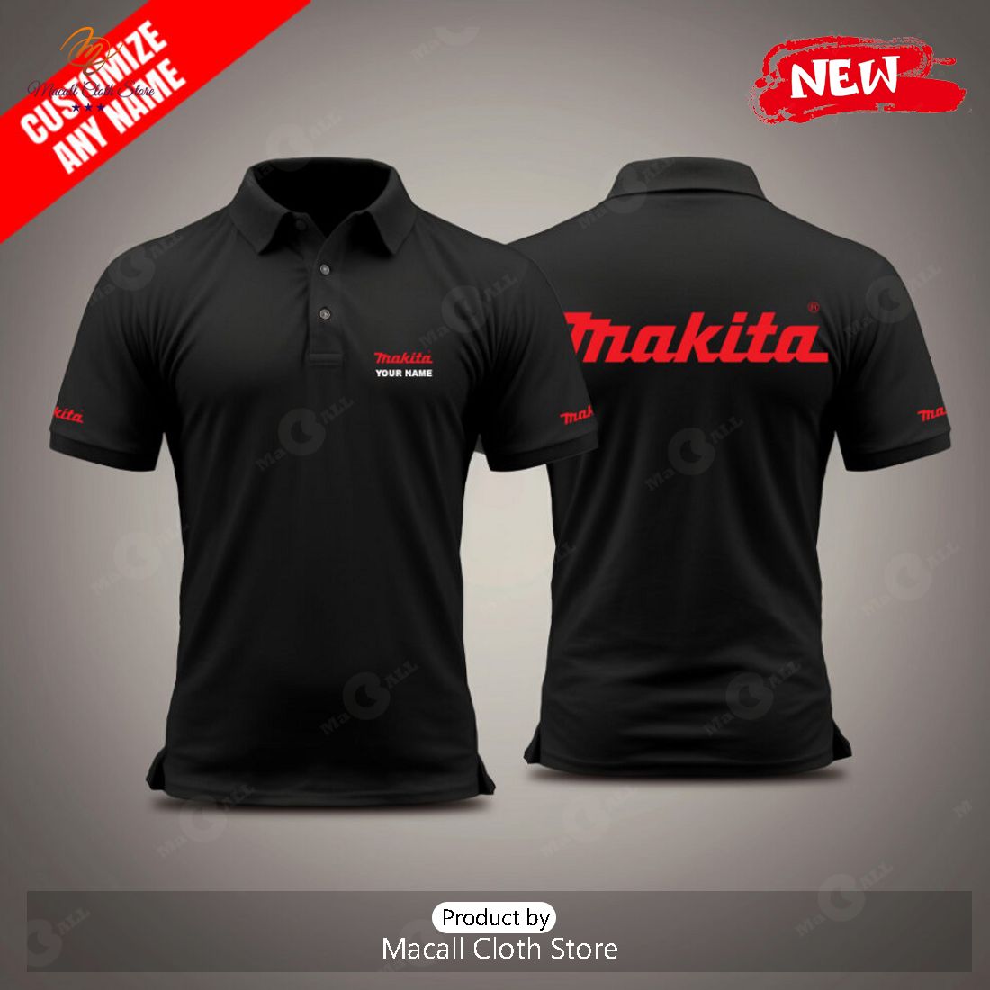 Personalized Makita Premium Black Polo Shirt Personalized Makita Premium Black Polo Shirt
