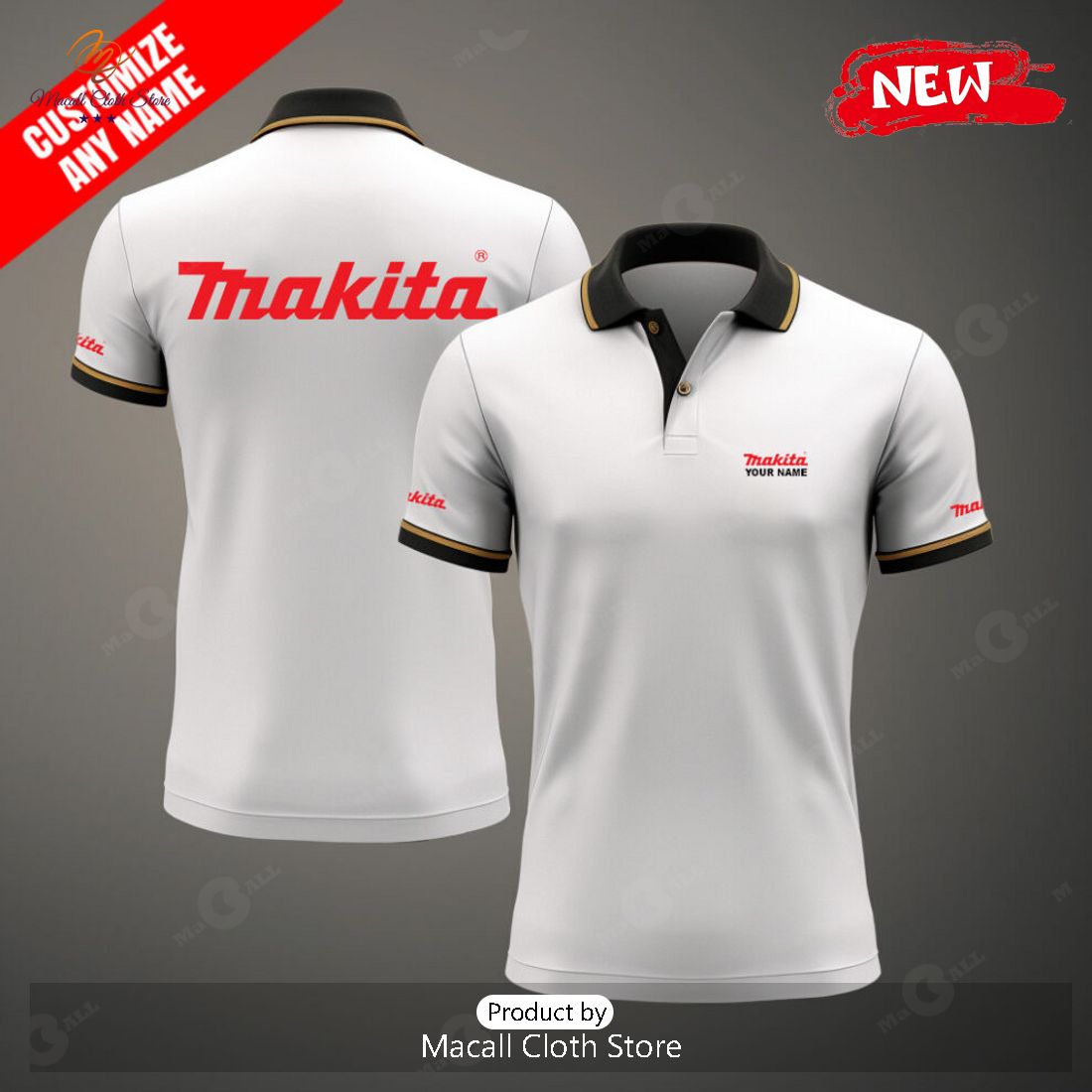 Personalized Makita Premium White Polo Shirt