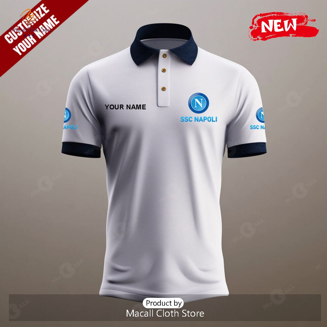 Personalized Napoli Premium White Polo Shirt Personalized Napoli Premium White Polo Shirt