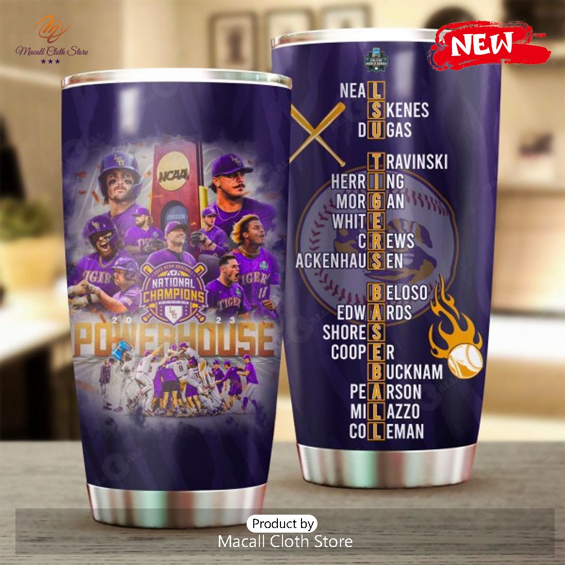LSU Tigers Baseball Powerhouse Players Premium Patterns Tumbler