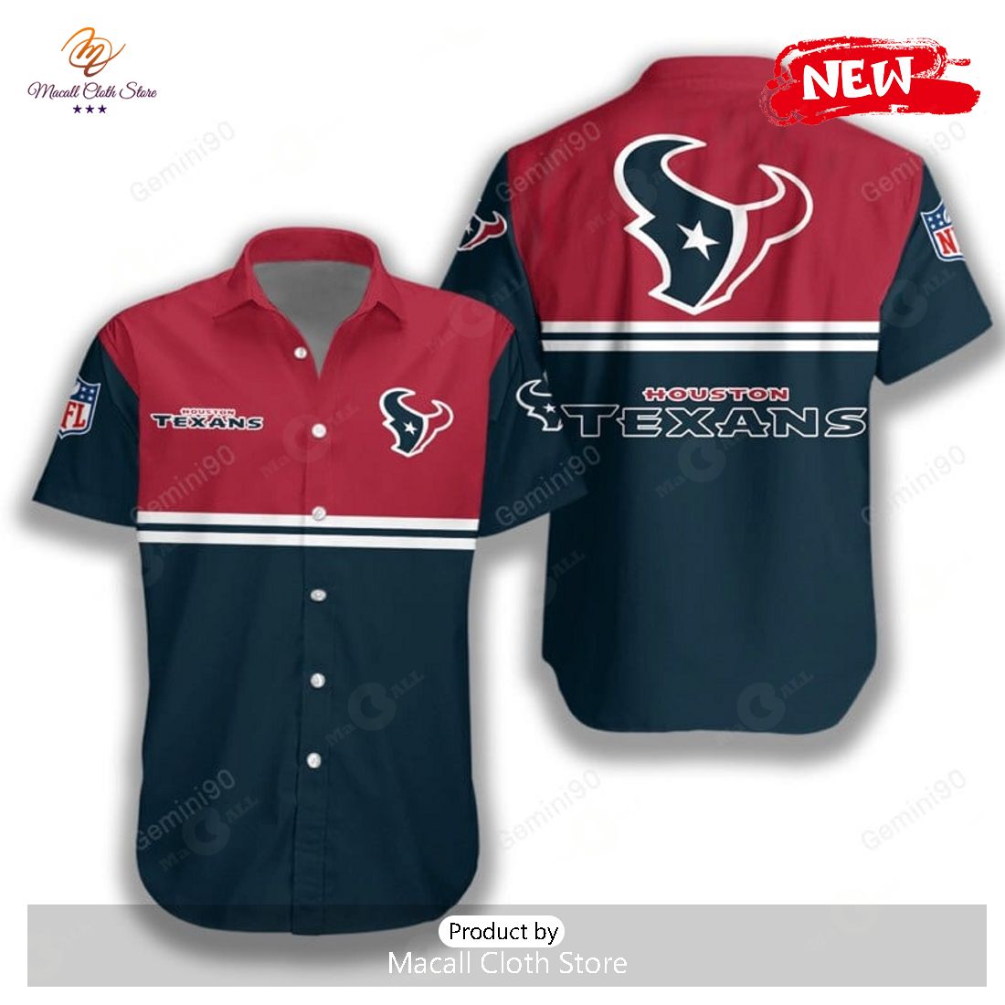 Houston Texans NFL 2Line Logo Patterns Hawaiian Shirt Houston Texans NFL 2Line Logo Patterns Hawaiian Shirt