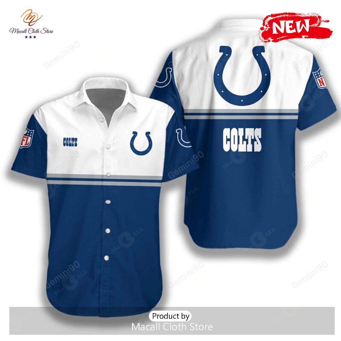 Indianapolis Colts NFL 2Line Logo Patterns Hawaiian Shirt Indianapolis Colts NFL 2Line Logo Patterns Hawaiian Shirt