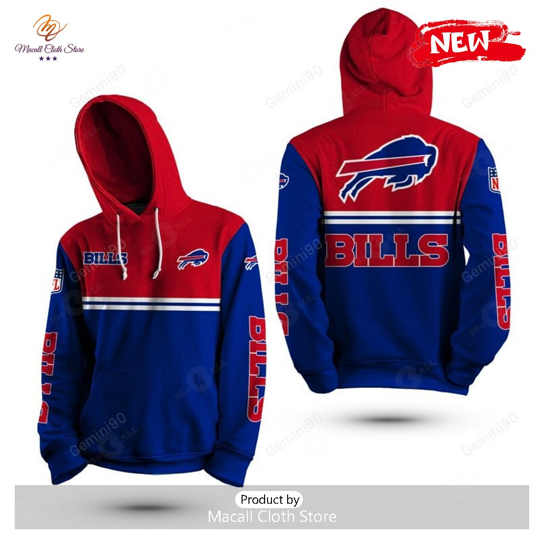 NFL Buffalo Bills Logo Flame Pattern 3D Hoodie Pullover Print Custom Name -  Freedomdesign