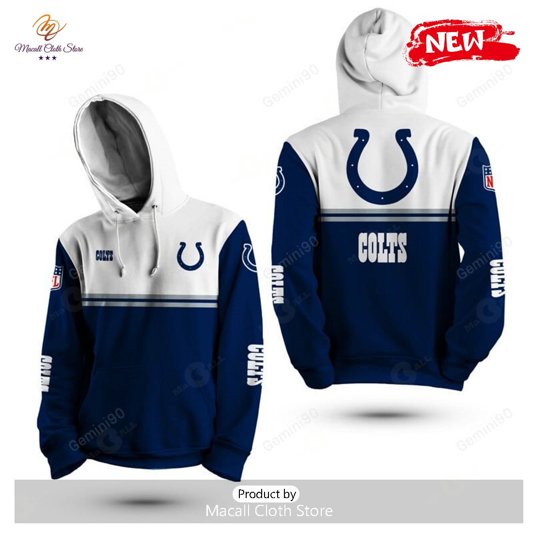 Indianapolis Colts NFL 2Line Logo Patterns Hoodie Sweatshirt 3D Indianapolis Colts NFL 2Line Logo Patterns Hoodie Sweatshirt 3D