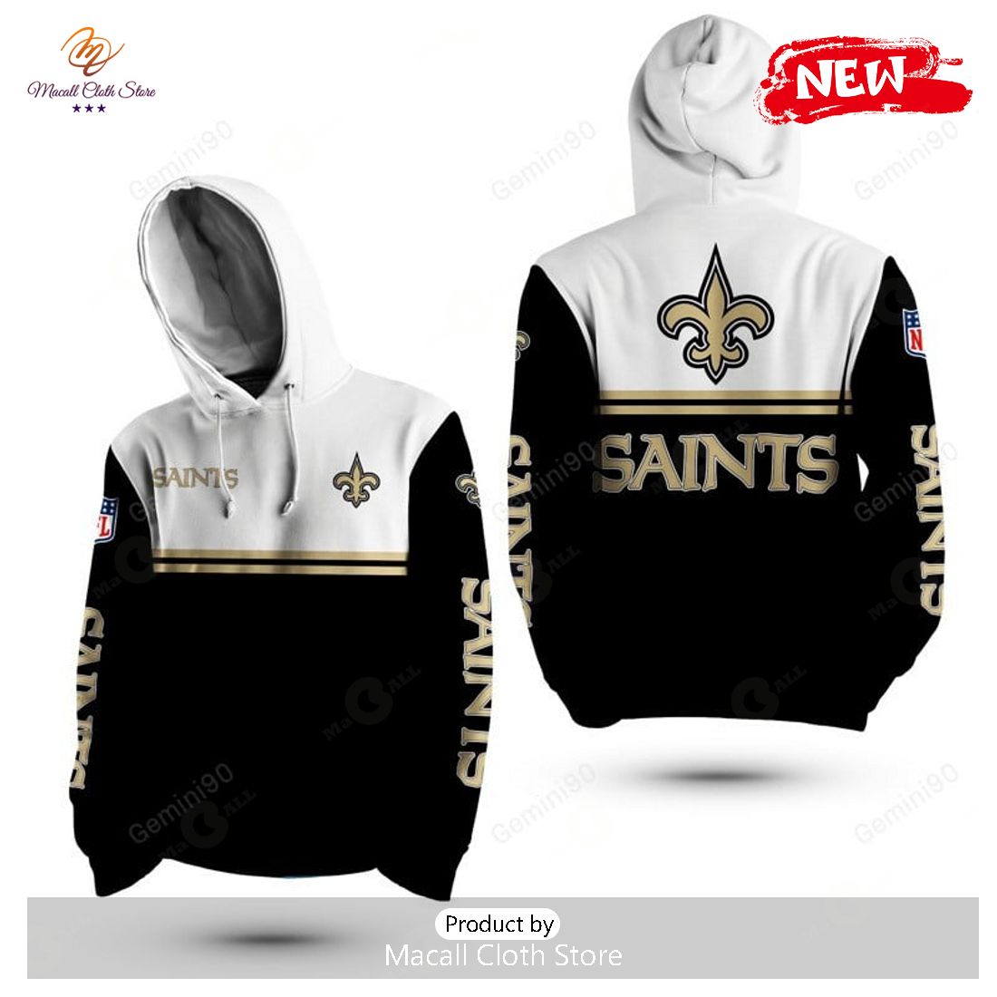 NFL New Orleans Saints Logo Flame Pattern 3D Hoodie Pullover Print Custom  Name - Freedomdesign