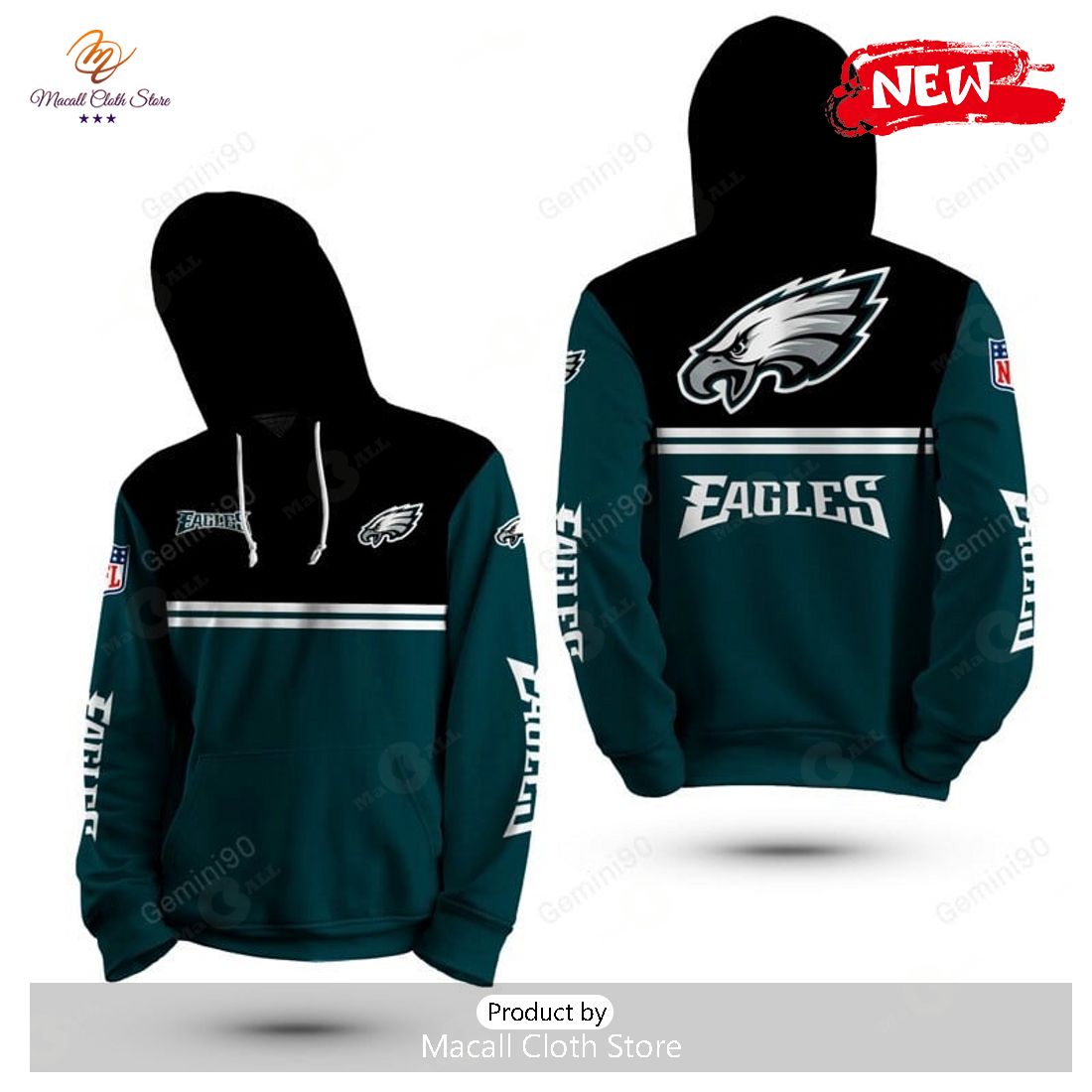 NFL Philadelphia Eagles Logo Flame Pattern 3D Hoodie Pullover Print Custom  Name - Freedomdesign