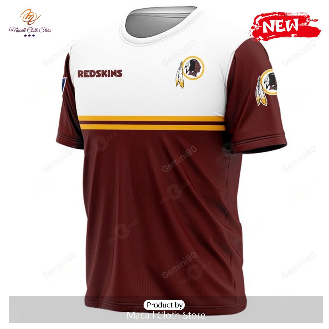 Washington Redskins NFL 2Line Logo Patterns Hoodie Sweatshirt 3D