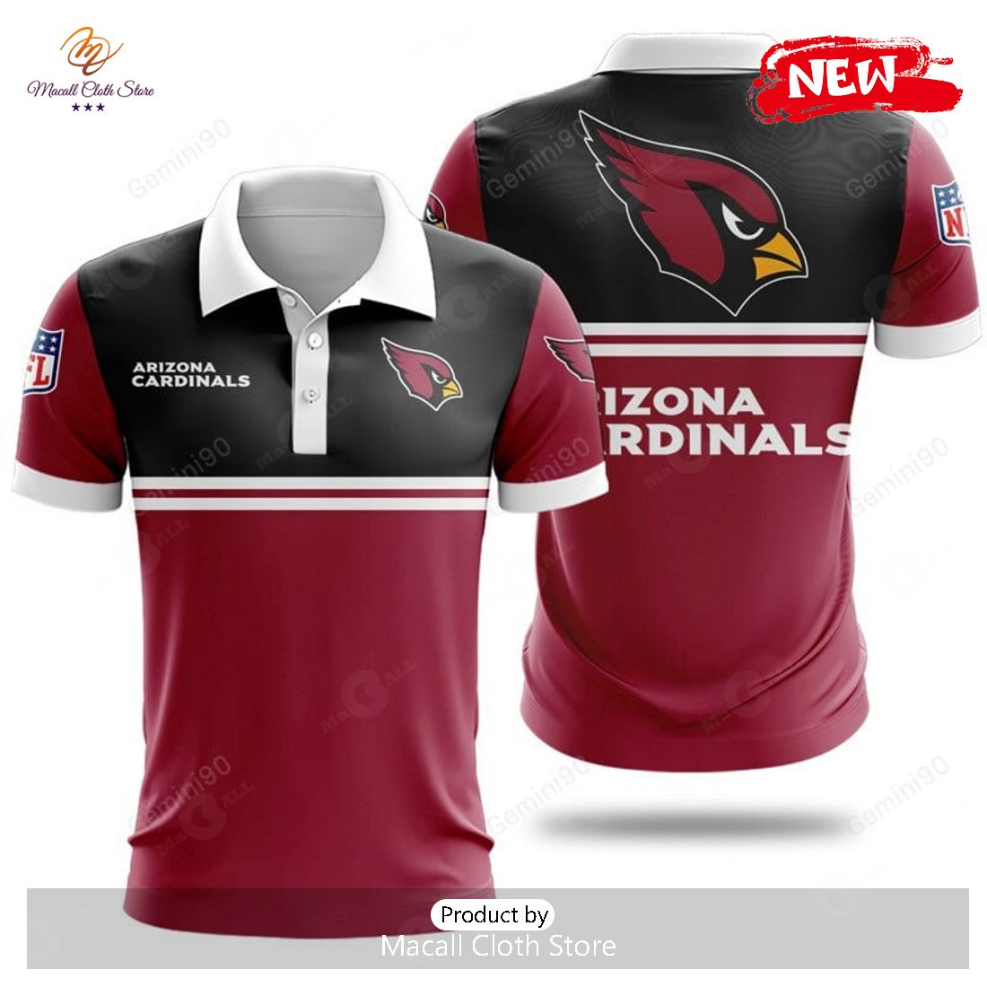 Arizona Cardinals NFL 2Line Logo Patterns Polo Shirt