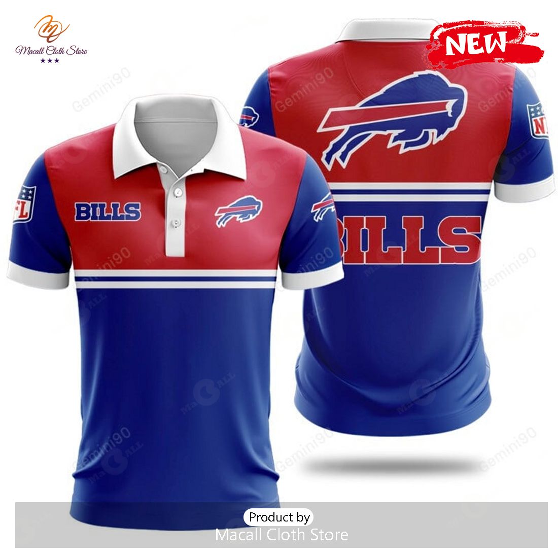 Buffalo Bills NFL 2Line Logo Patterns Polo Shirt Buffalo Bills NFL 2Line Logo Patterns Polo Shirt