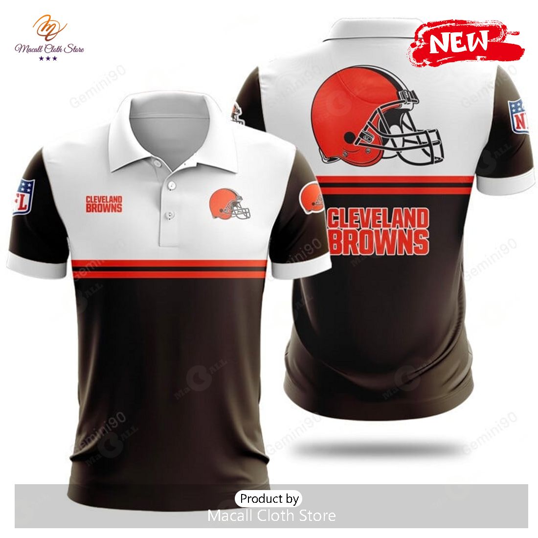 Cleveland Browns NFL 2Line Logo Patterns Polo Shirt Cleveland Browns NFL 2Line Logo Patterns Polo Shirt