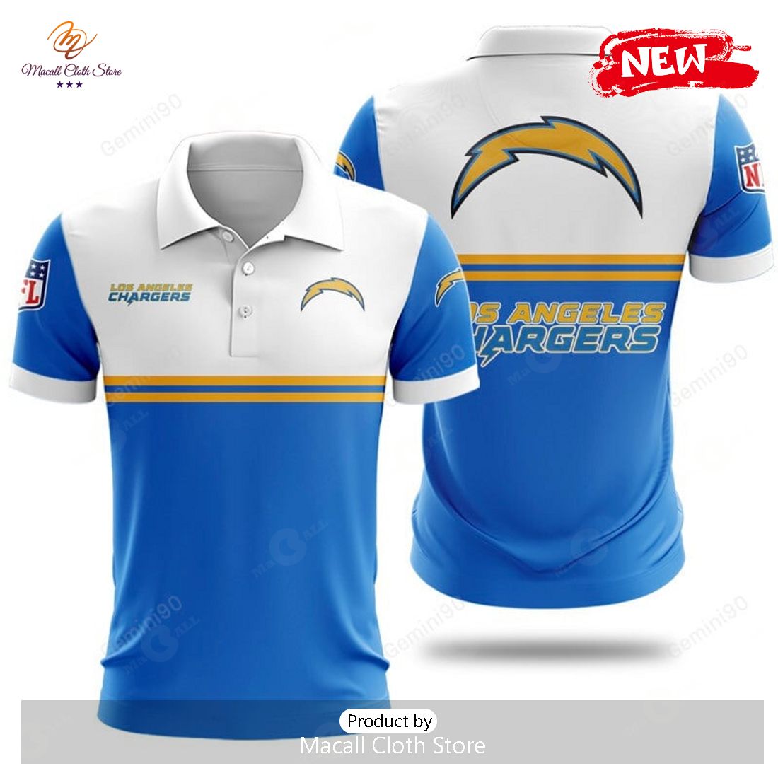 Los Angeles Chargers NFL 2Line Logo Patterns Polo Shirt Los Angeles Chargers NFL 2Line Logo Patterns Polo Shirt