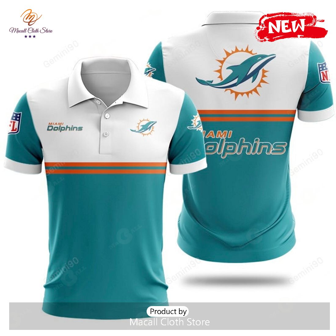 Miami Dolphins NFL 2Line Logo Patterns Polo Shirt Miami Dolphins NFL 2Line Logo Patterns Polo Shirt