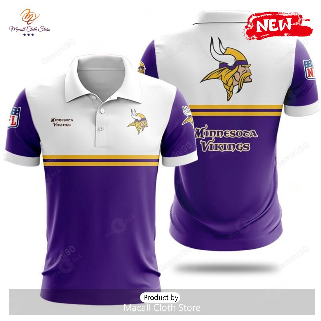 Minnesota Vikings NFL 2Line Logo Patterns Polo Shirt Minnesota Vikings NFL 2Line Logo Patterns Polo Shirt