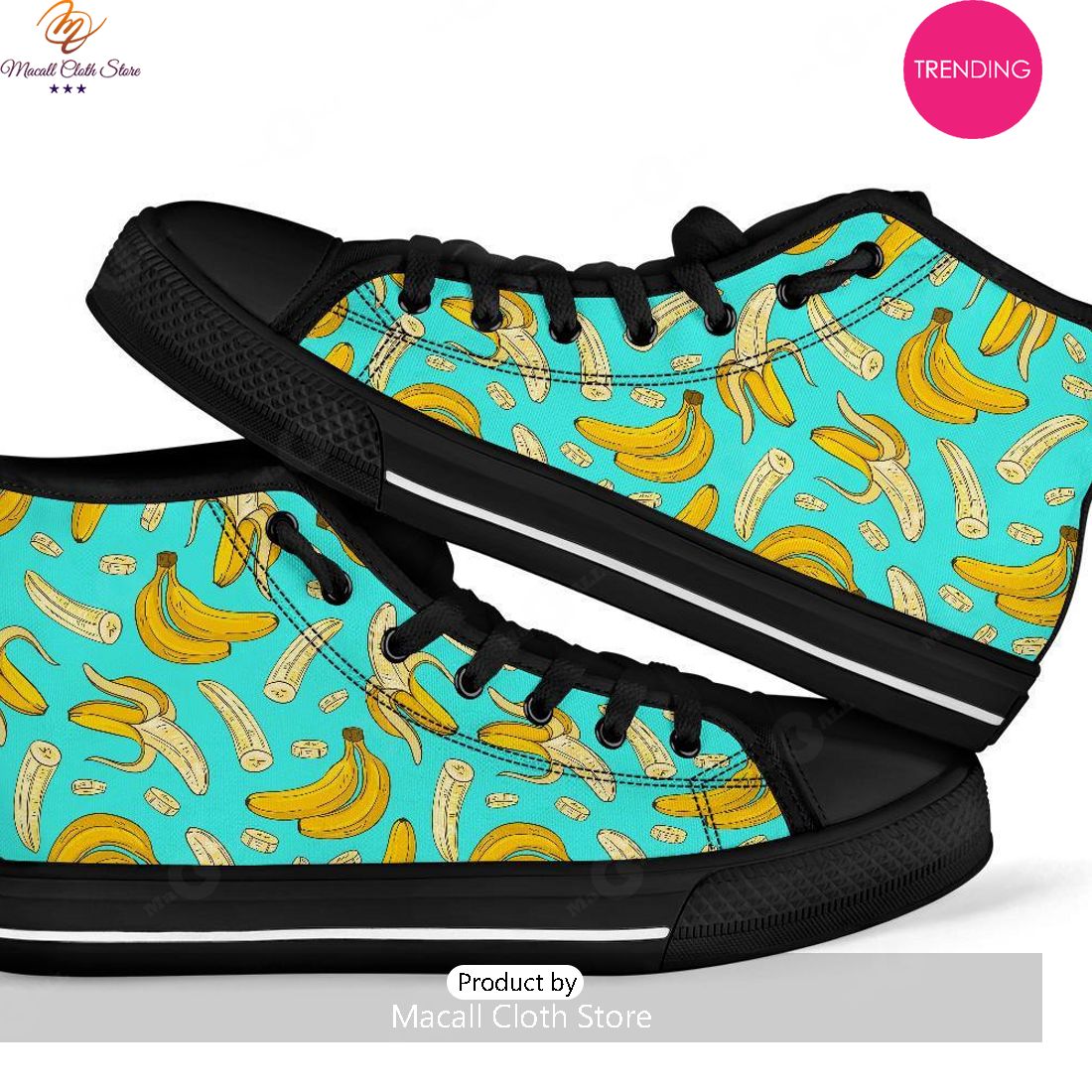 [TRENDING EDITION] Banana Pattern Print Men Women’s High Top Canvas Shoes