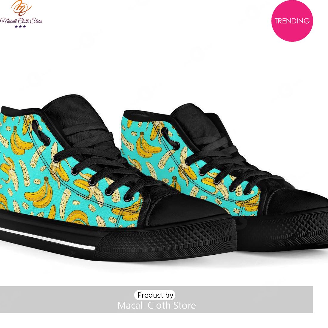 [TRENDING EDITION] Banana Pattern Print Men Women’s High Top Canvas Shoes