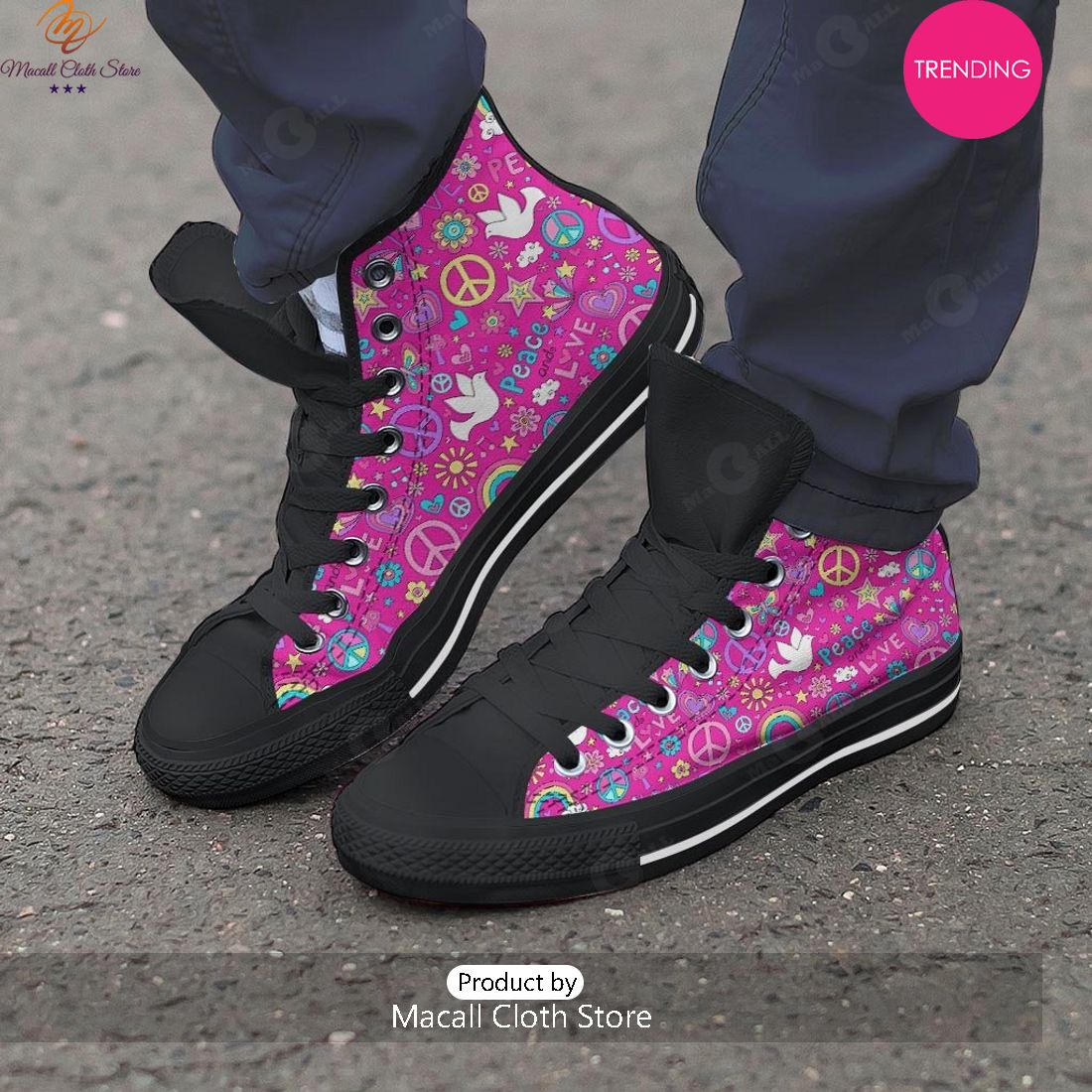 [TRENDING EDITION] Pink Hippie Men’s High Top Canvas Shoes