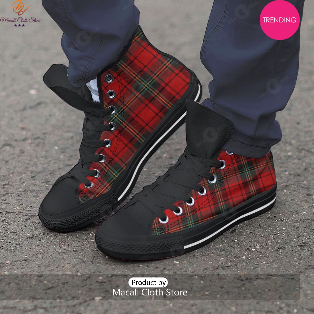 [TRENDING EDITION] Red Plaid Tartan Men’s High Top Canvas Shoes