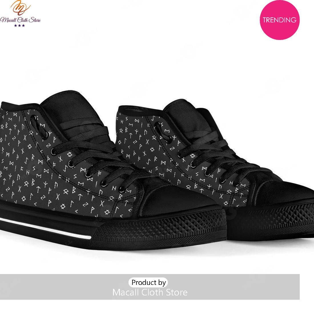 [TRENDING EDITION] Scandinavian Viking Futhark Norse Runes Pattern Print High Top Canvas Shoes