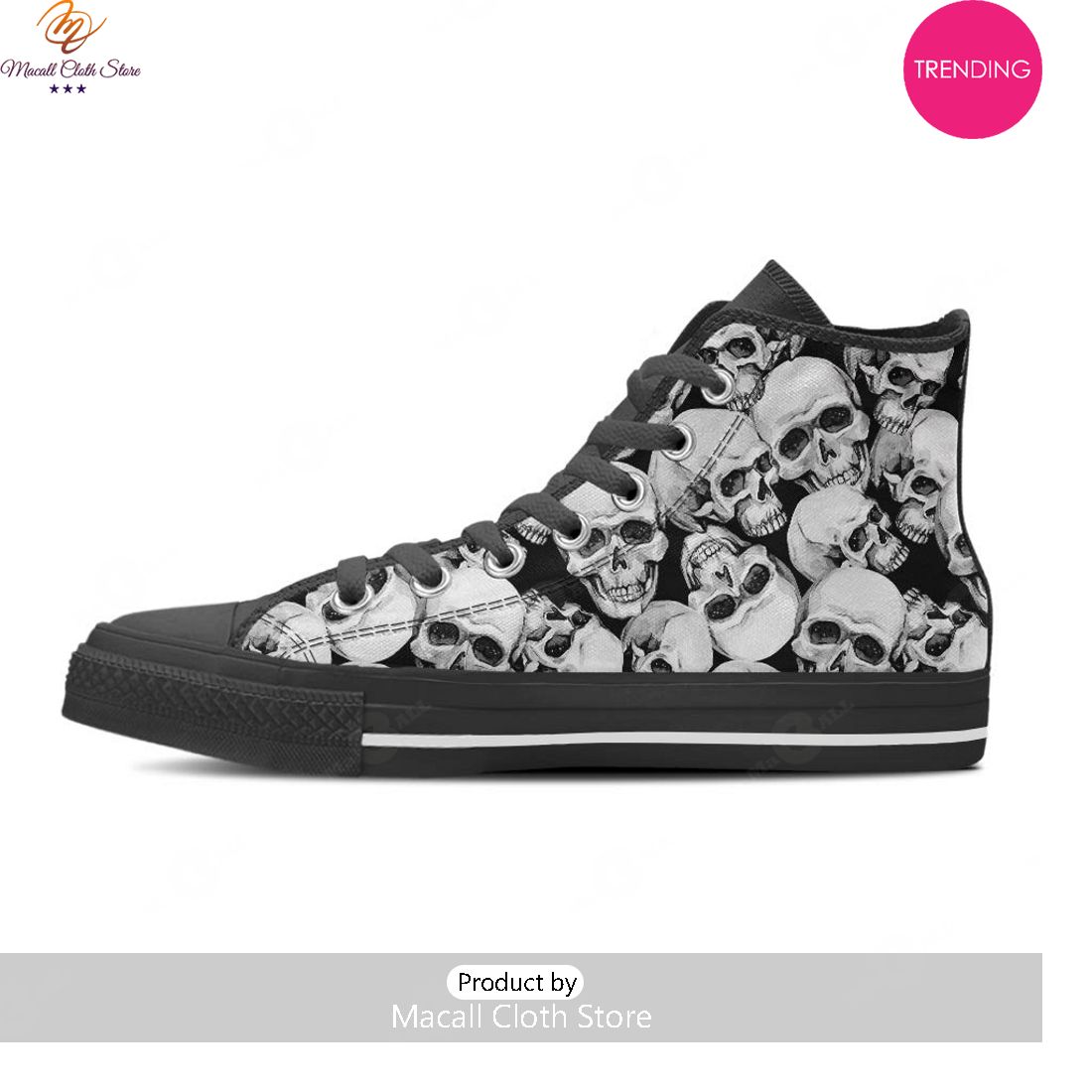 [TRENDING EDITION] Skull Design Men’s High Top Canvas Shoes