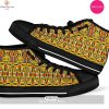 [TRENDING EDITION] Yellow Paisley Pattern Print Men Women’s High Top Canvas Shoes