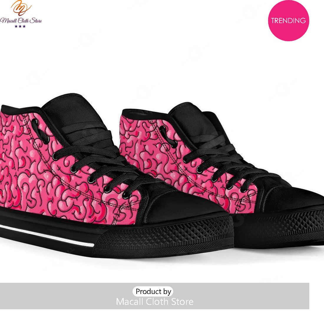 [TRENDING EDITION] Zombie Brain Halloween Pattern Print Men Women’s High Top Canvas Shoes