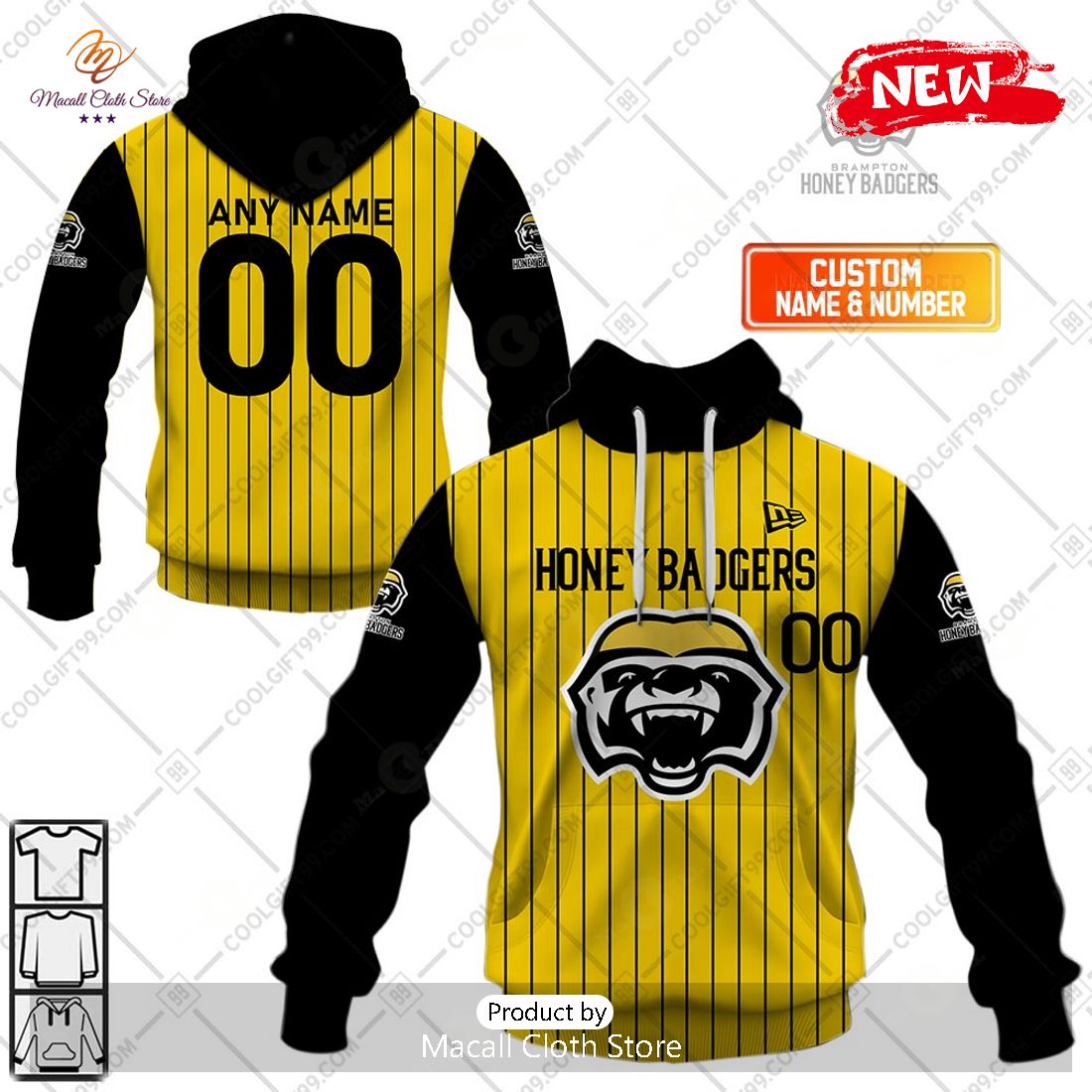 [NEW] Personalized CEBL Brampton Honey Badgers Away Jersey Style Hoodie Sweatshirt 3D
