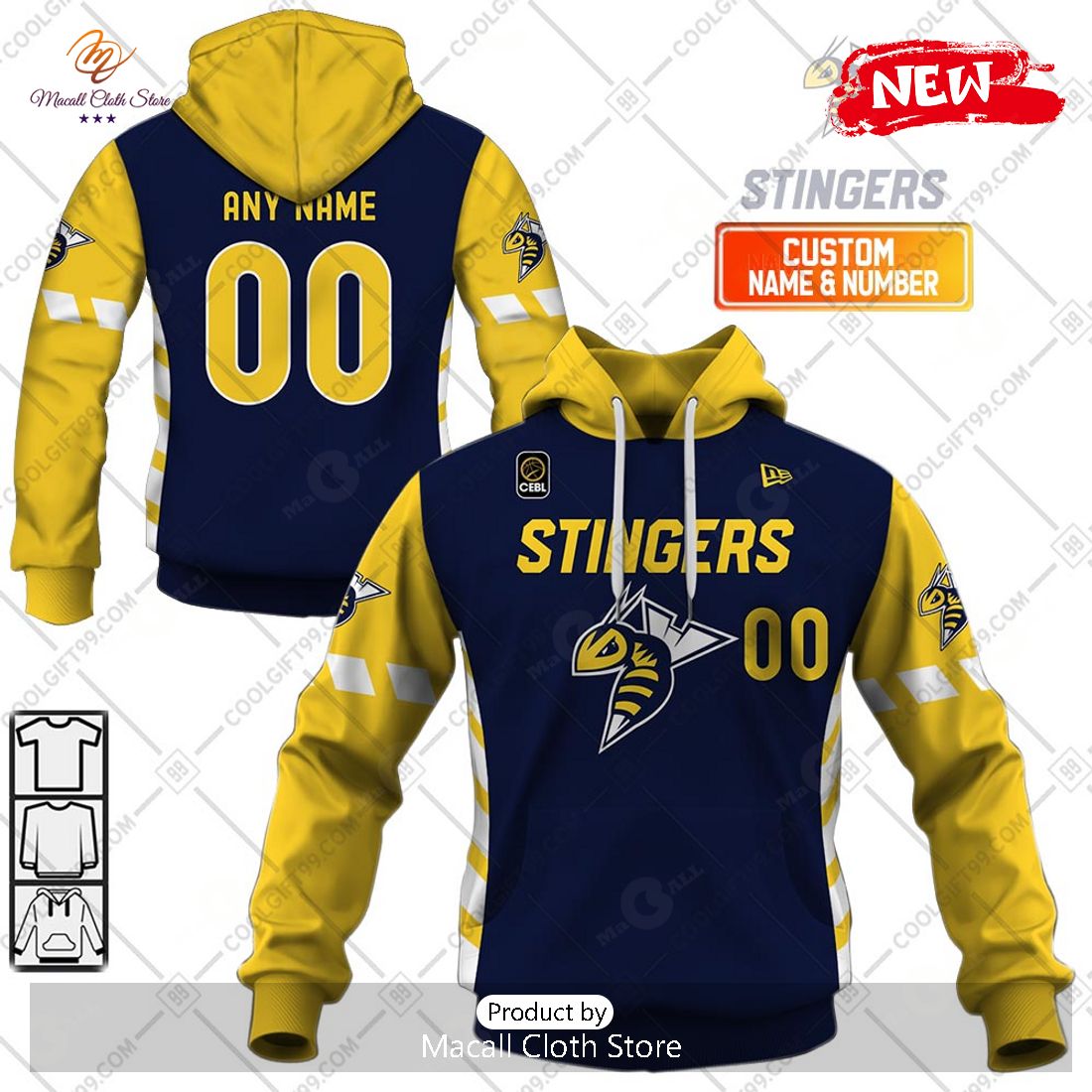[NEW] Personalized CEBL Edmonton Stingers Home Jersey Style Hoodie Sweatshirt 3D