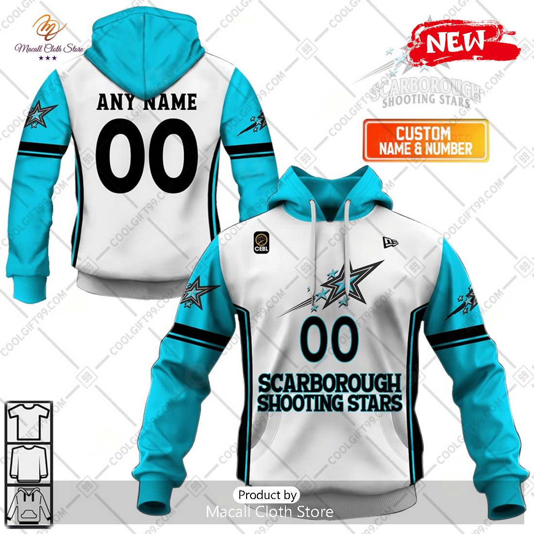 [NEW] Personalized CEBL Scarborough Shooting Stars Away Jersey Style Hoodie Sweatshirt 3D