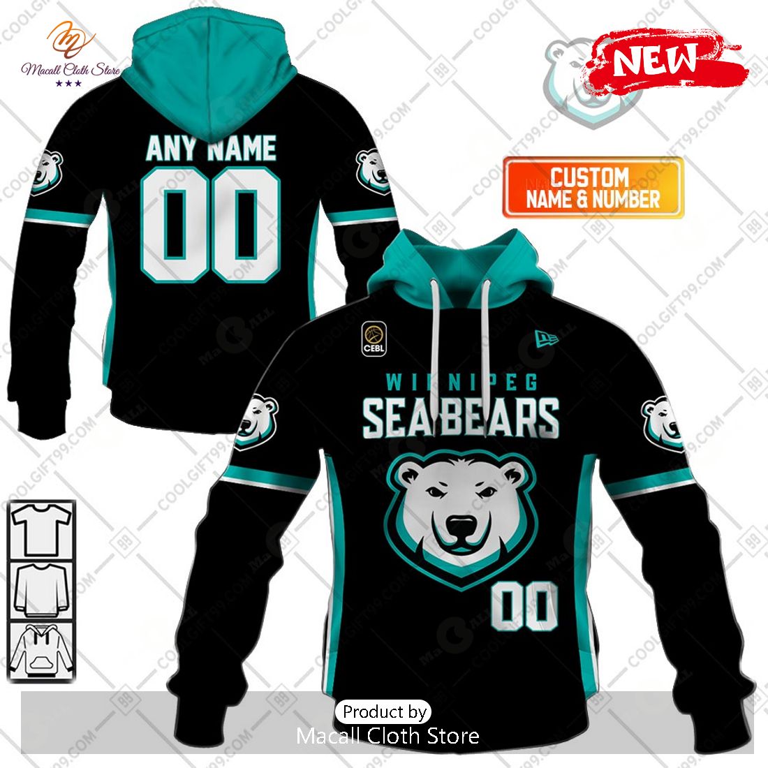 [NEW] Personalized CEBL Winnipeg Sea Bears Home Jersey Style Hoodie Sweatshirt 3D