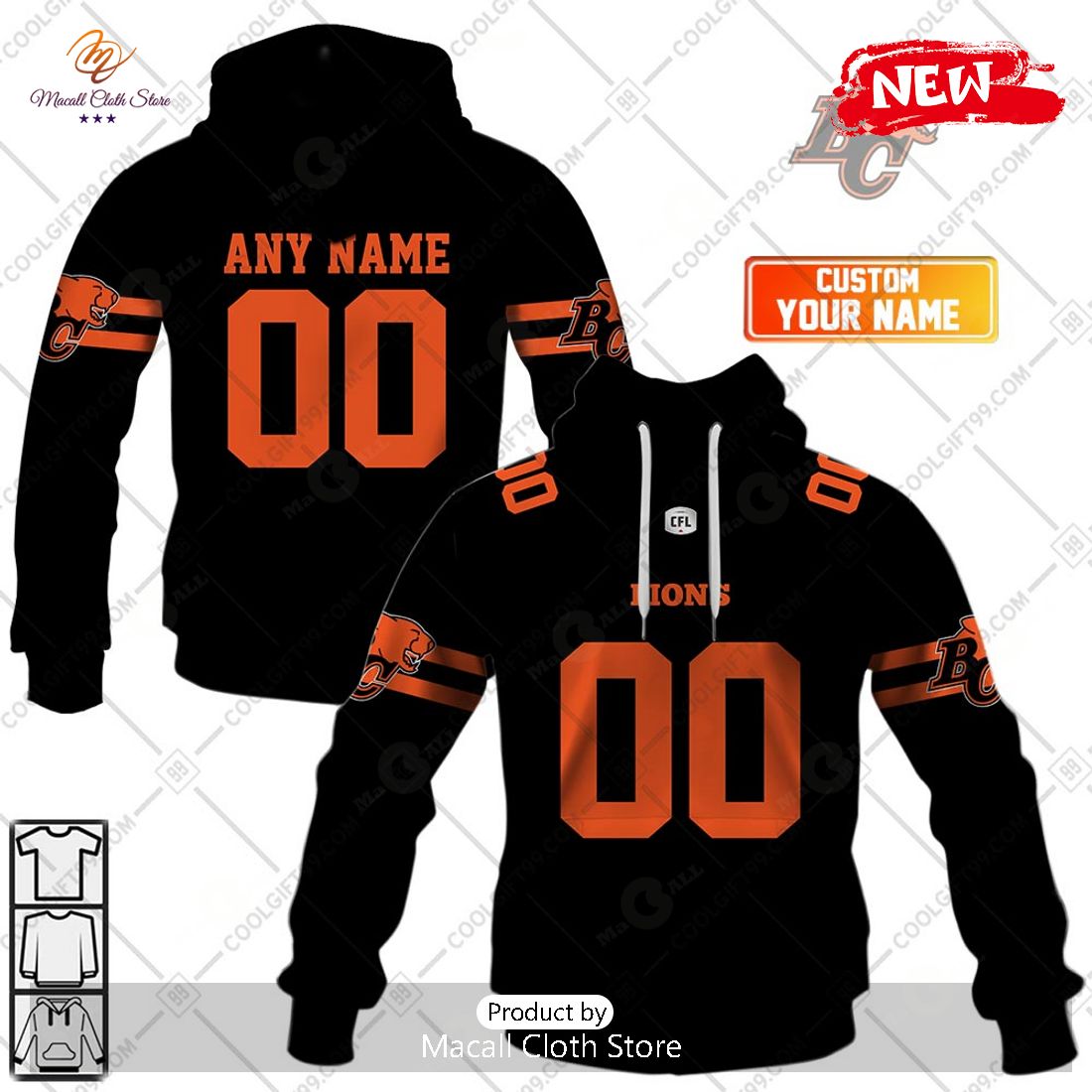 [NEW] Personalized CFL BC Lions Home Jersey Style Hoodie Sweatshirt 3D